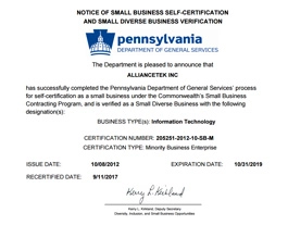 Small Business Self-Certification and Small Diverse Business Verification