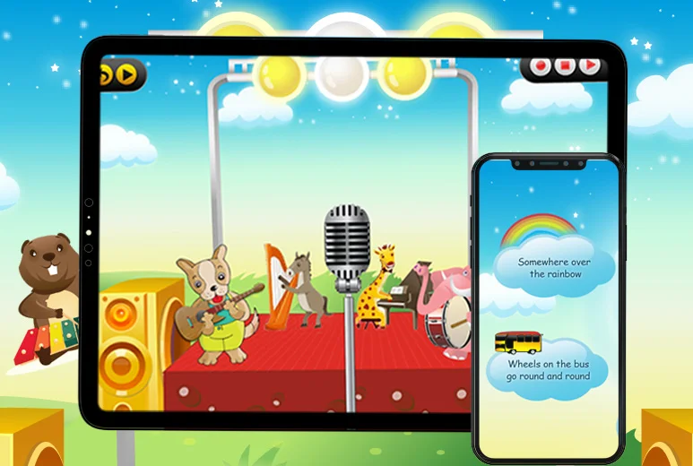 Mobile App for Kids rhymes with background music and animal characters